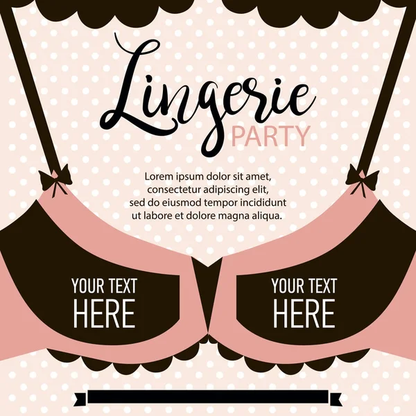 Cartes Invitation Lingerie Party Avec Beaux Sous Vêtements Invitation Bachelorette — Image vectorielle