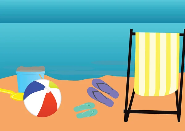 Vacaciones familiares en la playa. Ilustración vectorial día de verano — Vector de stock