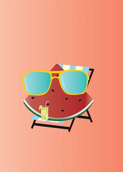 Funny Watermelon with sunglasses illustration — Stock Vector