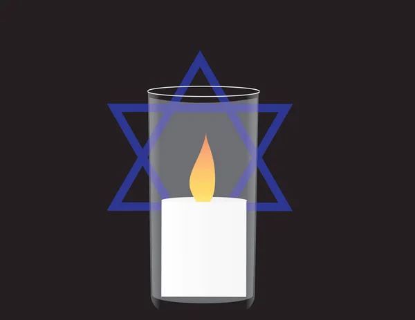 Izrael pamětní den nápis. Pamětní svíčku a Davidova hvězda — Stockový vektor