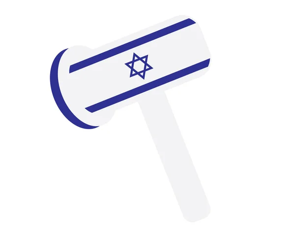Martillo inflable con bandera de Israel, bandera del partido del día de la independencia de Israel — Vector de stock
