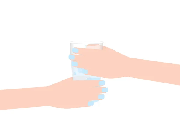 Femme mains tenant un verre d'eau — Image vectorielle