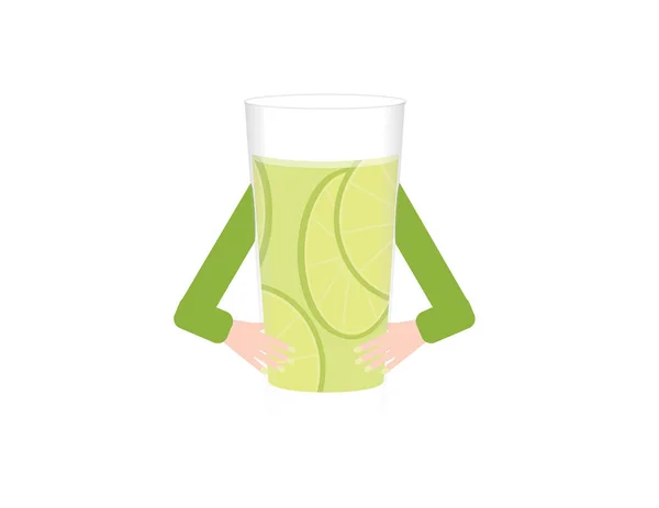 Vaso de limonada con dos manos — Vector de stock