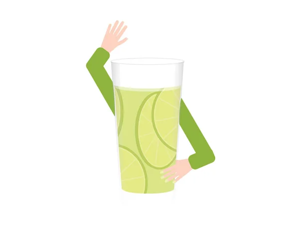 Vaso de limonada saludando — Vector de stock