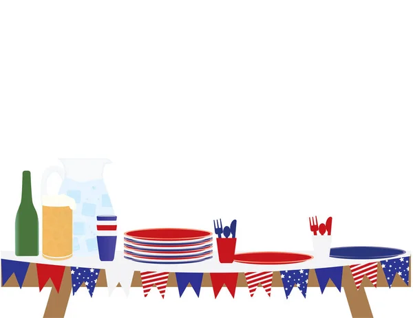 4 juillet Table de pique-nique — Image vectorielle