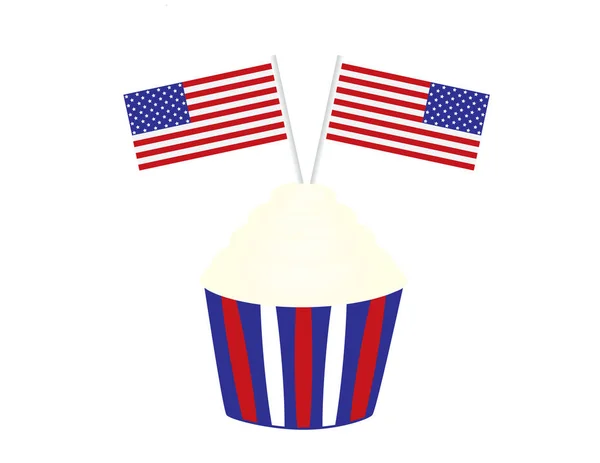 4η Ιουλίου γενέθλια cupcake με σημαίες — Διανυσματικό Αρχείο
