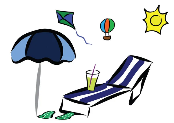 Dibujado a mano vacaciones de verano ilustración de color aislado — Vector de stock