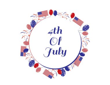 4 Temmuz yuvarlak afiş izole