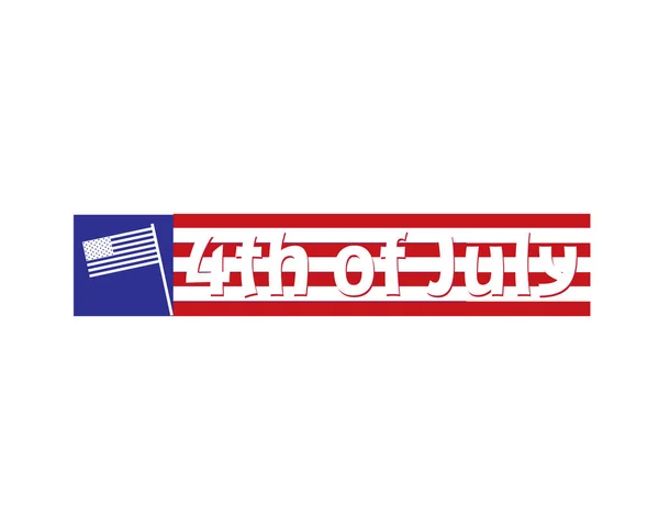 4η Ιουλίου οριζόντια banner κείμενο και σημαία σιλουέτα — Διανυσματικό Αρχείο