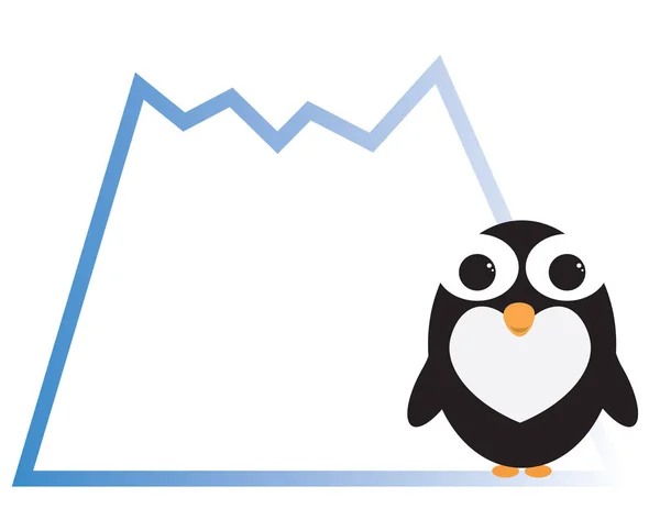 Cute pingwina kreskówka z góry kształt ramki — Wektor stockowy