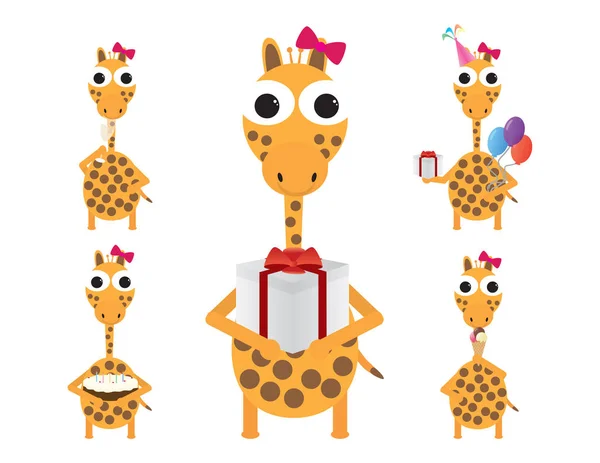Симпатичный жираф празднует день рождения — стоковый вектор