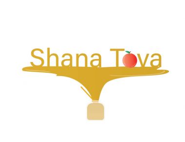 Yahudi yeni yıl tebrik afiş. Shana Tova metin bal ile ahşap daha derin bir kavanoza döküntüler