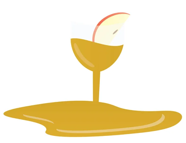 Абстрактная векторная иллюстрация Рош ха-Шана. Яблочный ломтик в бокале вина с медом — стоковый вектор