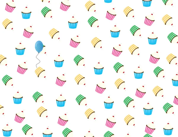 Cupcake clipart fundo padrão —  Vetores de Stock