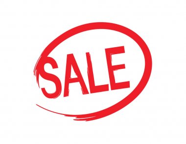 Satışı büyük başlığı kırmızı daire ve izole metin