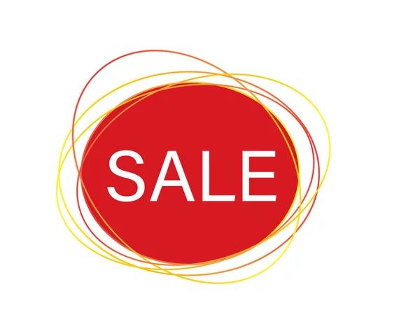 Banner di vendita rotondo isolato rosso e giallo — Vettoriale Stock
