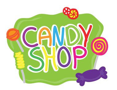 El şeker dükkanı afiş beyaz zemin üzerine çekilmiş.