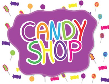 El şeker dükkanı afiş şeker desen çekilmiş.