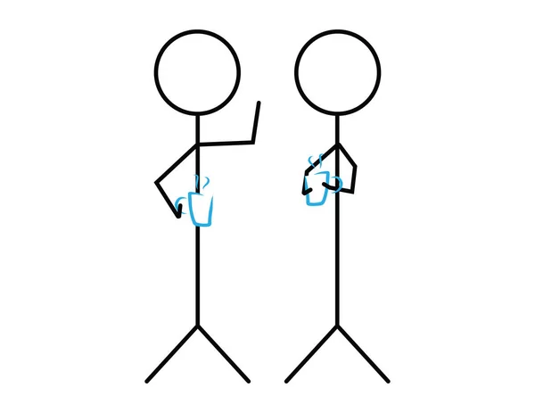 Две фигурки держат кружки с горячими напитками — стоковый вектор
