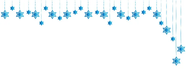 Jewish Hanging Star of David Blue White Banner Asymmetric Background — Stock Vector