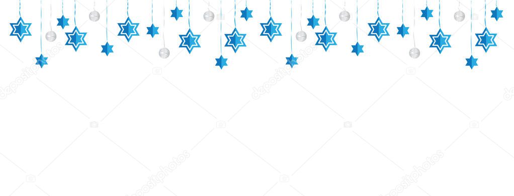 Jewish Hanging Star of David Blue White Banner Background