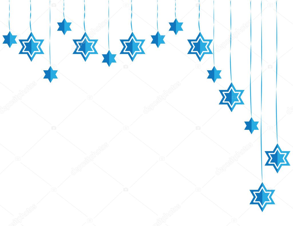 Jewish Hanging Star of David Blue White Asymmetric Decoration