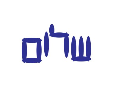 Mavi İbranice Şalom Merhaba Beyaz Arkaplan