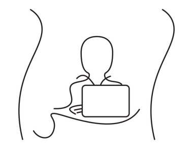 Ofis Kabininde Çizgi Sanatı İşadamı