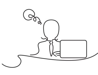 Düşünen Baloncuklu Çizgi Sanatı İşadamı