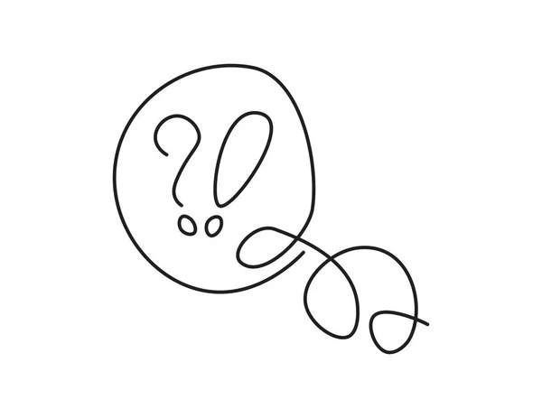 Line Art Thinking Bubble With Question Mark and Exclamation Mark — ストックベクタ