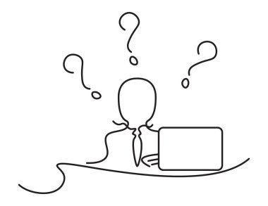 Soru İşaretli Çizgi Sanatı İşadamı