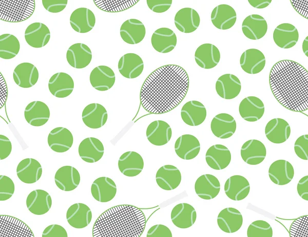 Verde bianco palline da tennis e racchette modello — Vettoriale Stock
