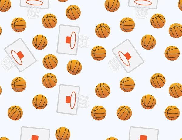 Bolas de basquetebol cinza laranja e cestas padrão — Vetor de Stock