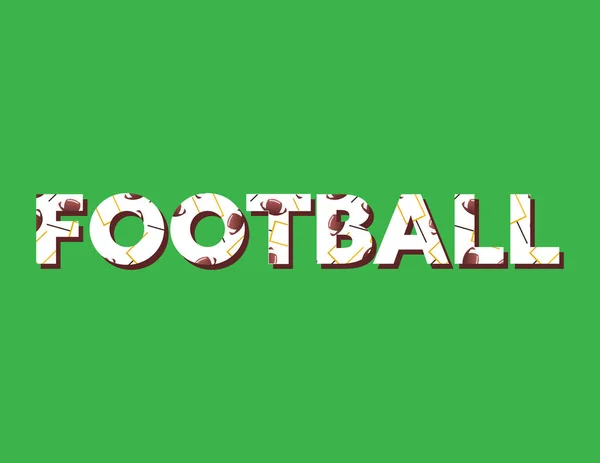 Mot de football avec des balles de football et des portes sur fond vert — Image vectorielle