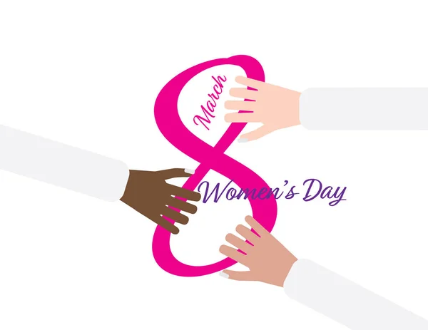 Women Hands Holding The Number 8 - International Women's Day — Stock Vector