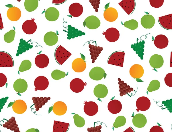Colorful Fruits Pattern On White Background — Stock vektor