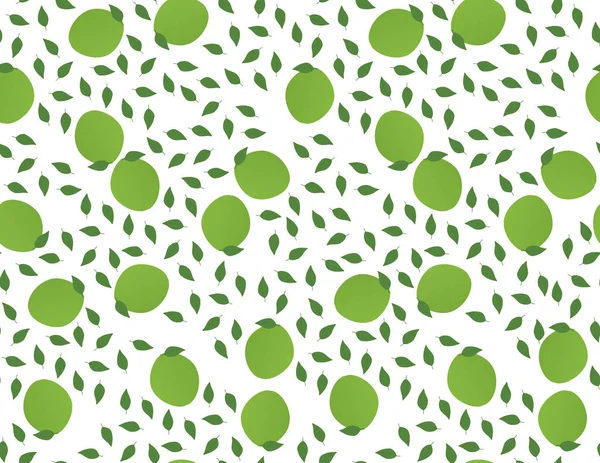 Verde limoni e foglie modello — Vettoriale Stock