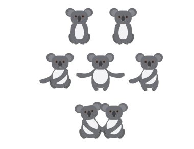 Beyaz Arkaplanda Vektör Koala Ayıları