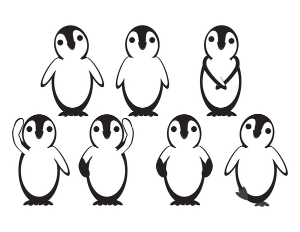 Zestaw Wektor Baby Penguins na białym tle — Wektor stockowy