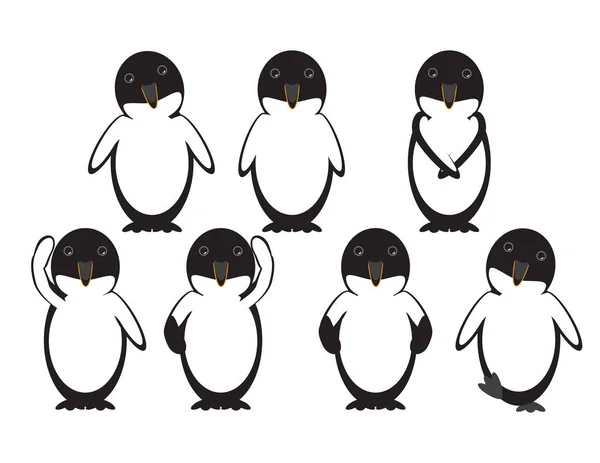 Набор векторных пингвинов на белом фоне — стоковый вектор