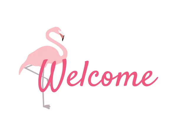 Welkom Sign, Pink Flamingo 's en tekst — Stockvector