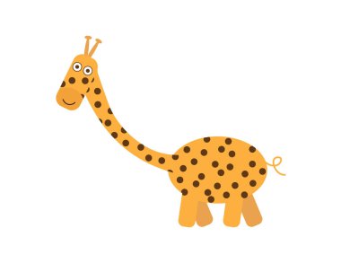 Beyaz Arkaplanda Kahverengi Noktalı Şirin Turuncu Zürafa