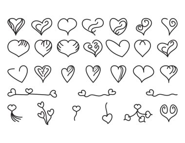 Beyaz Arkaplanda Siyah Kalp Şekilleri