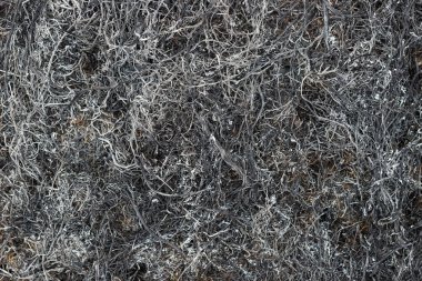 Yanmış çim ve külleri doku