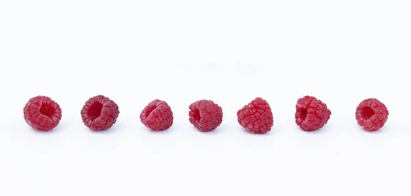 Red Raspberries White Background Closeup — Stock Photo, Image