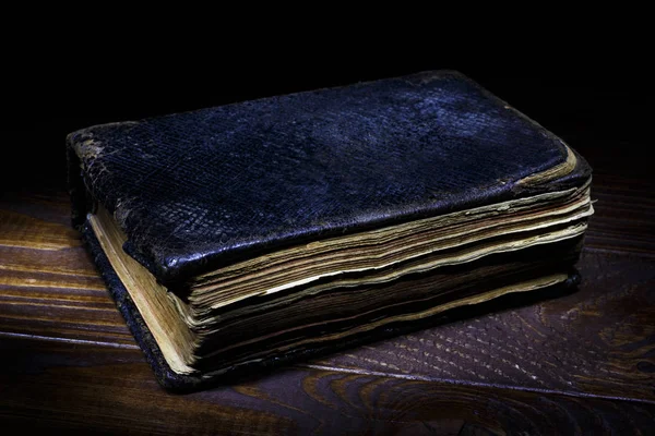 Old Bible Lying Wooden Table — Stock Photo, Image