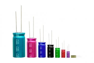 Electrolytic capacitor group isolated. clipart