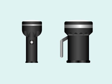 Açık mavi renkli siyah el feneri.