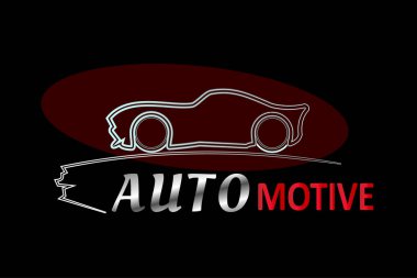 Otomotiv Logo tasarım şablonu, sırada desen bir koyu kırmızı zemin üzerinde. Otomotiv kavramı. Vektör çizim tasarım Eps10