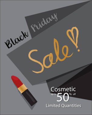 Siyah Cuma kavramı, kozmetik bayanlar Satılık şablon afiş.